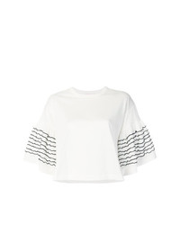 Женская белая футболка с круглым вырезом с рюшами от See by Chloe