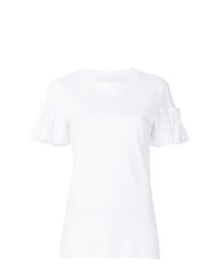 Женская белая футболка с круглым вырезом с рюшами от Victoria Victoria Beckham