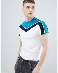 Мужская белая футболка с круглым вырезом с узором зигзаг от ASOS DESIGN