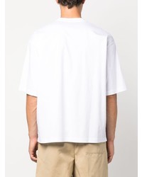 Мужская белая футболка с круглым вырезом с узором зигзаг от Lanvin
