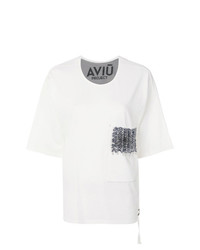 Женская белая футболка с круглым вырезом с украшением от Aviu