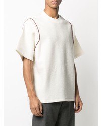 Мужская белая футболка с круглым вырезом с украшением от Jil Sander