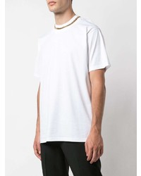 Мужская белая футболка с круглым вырезом с украшением от Burberry
