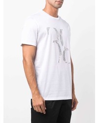 Мужская белая футболка с круглым вырезом с украшением от Billionaire