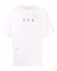Мужская белая футболка с круглым вырезом с украшением от Feng Chen Wang