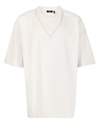 Мужская белая футболка с круглым вырезом с украшением от FIVE CM