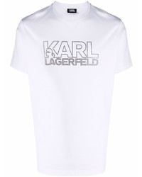 Мужская белая футболка с круглым вырезом с украшением от Karl Lagerfeld