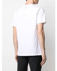 Мужская белая футболка с круглым вырезом с украшением от Billionaire