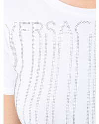 Женская белая футболка с круглым вырезом с украшением от Versace Jeans