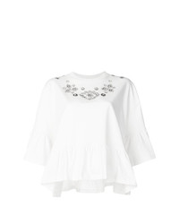 Женская белая футболка с круглым вырезом с украшением от McQ Alexander McQueen