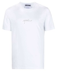 Мужская белая футболка с круглым вырезом с украшением от Moschino