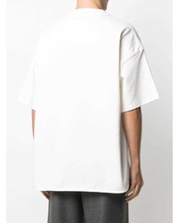 Мужская белая футболка с круглым вырезом с украшением от Jil Sander