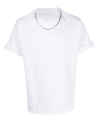 Мужская белая футболка с круглым вырезом с украшением от Neil Barrett