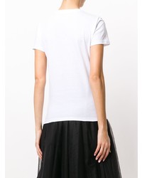 Женская белая футболка с круглым вырезом с украшением от P.A.R.O.S.H.