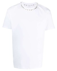 Мужская белая футболка с круглым вырезом с украшением от Valentino Garavani