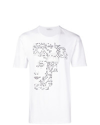 Мужская белая футболка с круглым вырезом с украшением от Versace Collection