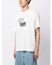 Мужская белая футболка с круглым вырезом с цветочным принтом от AAPE BY A BATHING APE