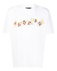 Мужская белая футболка с круглым вырезом с цветочным принтом от Amiri