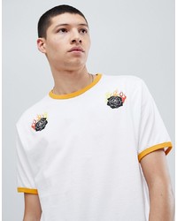 Мужская белая футболка с круглым вырезом с цветочным принтом от ASOS DESIGN