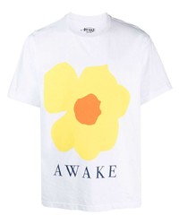 Мужская белая футболка с круглым вырезом с цветочным принтом от Awake NY