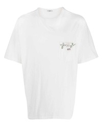 Мужская белая футболка с круглым вырезом с цветочным принтом от Bode