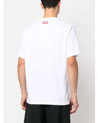 Мужская белая футболка с круглым вырезом с цветочным принтом от Kenzo