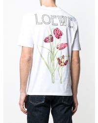 Мужская белая футболка с круглым вырезом с цветочным принтом от Loewe