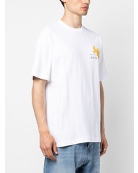 Мужская белая футболка с круглым вырезом с цветочным принтом от YOUNG POETS