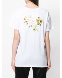 Женская белая футболка с круглым вырезом с цветочным принтом от Ann Demeulemeester
