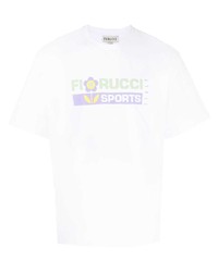 Мужская белая футболка с круглым вырезом с цветочным принтом от Fiorucci