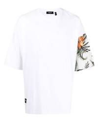Мужская белая футболка с круглым вырезом с цветочным принтом от FIVE CM