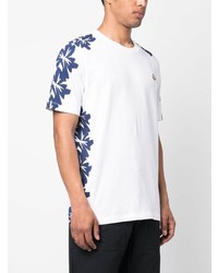 Мужская белая футболка с круглым вырезом с цветочным принтом от Moncler