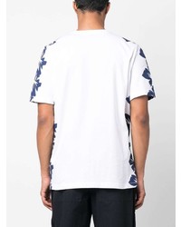 Мужская белая футболка с круглым вырезом с цветочным принтом от Moncler