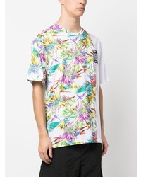 Мужская белая футболка с круглым вырезом с цветочным принтом от Just Cavalli