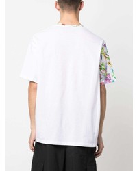 Мужская белая футболка с круглым вырезом с цветочным принтом от Just Cavalli