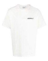 Мужская белая футболка с круглым вырезом с цветочным принтом от Gramicci
