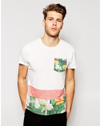 Мужская белая футболка с круглым вырезом с цветочным принтом от Jack and Jones