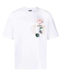 Мужская белая футболка с круглым вырезом с цветочным принтом от Jacquemus