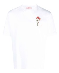 Мужская белая футболка с круглым вырезом с цветочным принтом от Lanvin