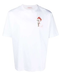 Мужская белая футболка с круглым вырезом с цветочным принтом от Lanvin