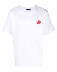 Мужская белая футболка с круглым вырезом с цветочным принтом от Lardini