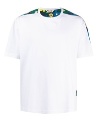Мужская белая футболка с круглым вырезом с цветочным принтом от Marni