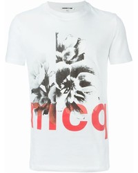 Мужская белая футболка с круглым вырезом с цветочным принтом от McQ by Alexander McQueen