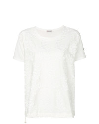 Женская белая футболка с круглым вырезом с цветочным принтом от Moncler