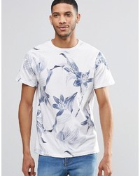 Мужская белая футболка с круглым вырезом с цветочным принтом от Pull&Bear