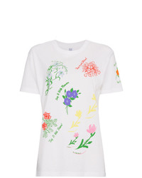Женская белая футболка с круглым вырезом с цветочным принтом от Rosie Assoulin