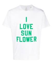Мужская белая футболка с круглым вырезом с цветочным принтом от Sunflower