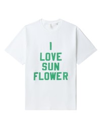 Мужская белая футболка с круглым вырезом с цветочным принтом от Sunflower