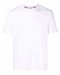 Мужская белая футболка с круглым вырезом с цветочным принтом от Thom Browne