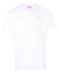 Мужская белая футболка с круглым вырезом с цветочным принтом от Valentino
